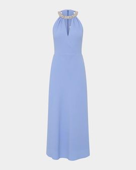 Rebecca Vallance Gimlet Diamante-Trim Halter Midi Dress