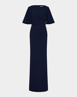 Rebecca Vallance Gimlet Pleated Crepe Column Gown