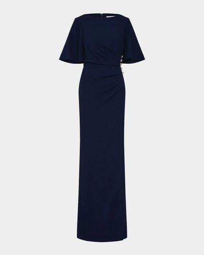 Rebecca Vallance Gimlet Pleated Crepe Column Gown