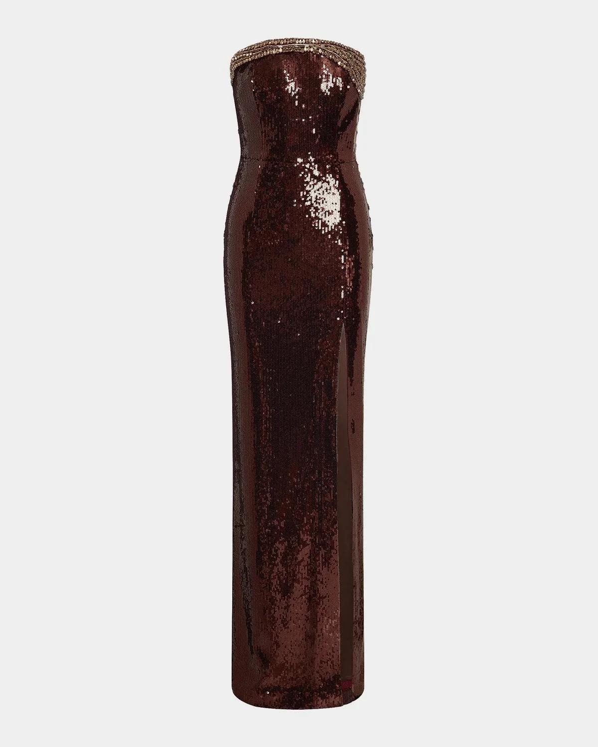 Rebecca Vallance Glimmer Strapless Sequin Column Gown