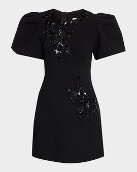 REBECCA VALLANCE Livia Sequin Puff-Sleeve Mini Dress