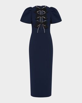 REBECCA VALLANCE Nemy Bow-Embellished Cutout Crepe Midi Dress