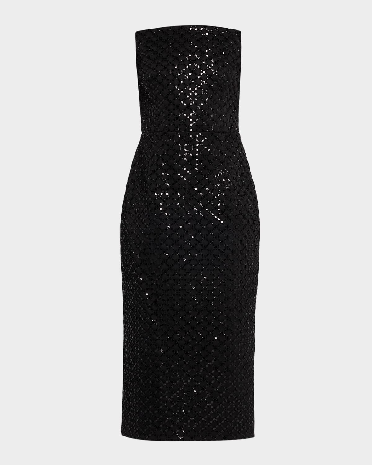 REBECCA VALLANCE Neve Strapless Beaded Bodycon Midi Dress