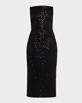 REBECCA VALLANCE Neve Strapless Beaded Bodycon Midi Dress