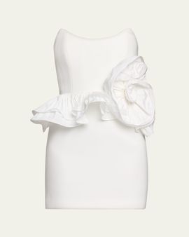 REBECCA VALLANCE Ozias Strapless Flower Peplum Mini Dress