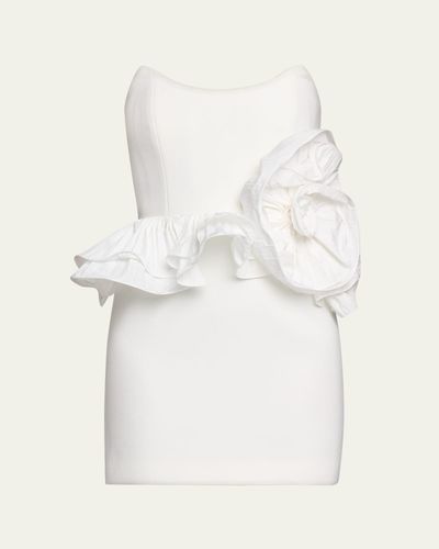 REBECCA VALLANCE Ozias Strapless Flower Peplum Mini Dress
