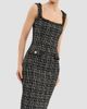 Rebecca Vallance Rebecca Vallance Women's Meringue Embellished Tweed Scoopneck Midi Dress - 6