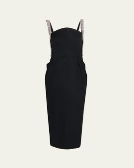 REBECCA VALLANCE Teles Crystal-Trim Taffeta Midi Dress