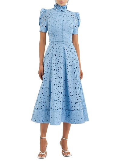 Rebecca Vallance Women's Kitsu Eyelet Floral Cotton Midi-Dress