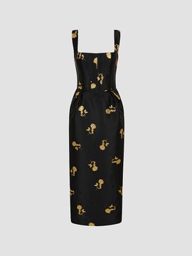 Rebecca Vallance Women's Mariya Metallic Floral Midi-Dress