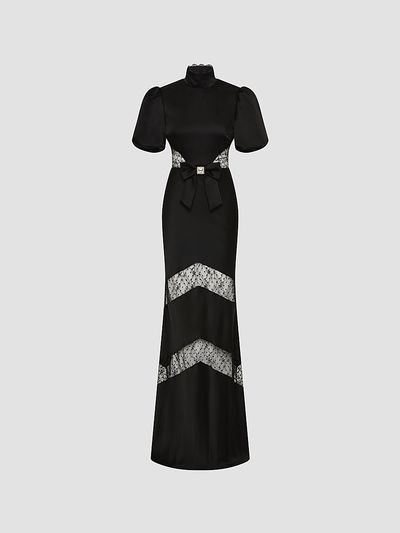 Rebecca Vallance Women's Noire Lace Column Gown