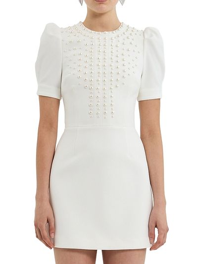 Rebecca Vallance Women's Pearly Embellished Crepe Minidress