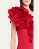 REBECCA VALLANCE Zarya One-Shoulder Ruffle Bodycon Midi Dress - 4