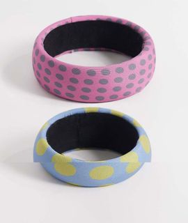 Reclaimed Vintage Reclaimed Vintage 2-pack fabric polka dot print bangles in multi