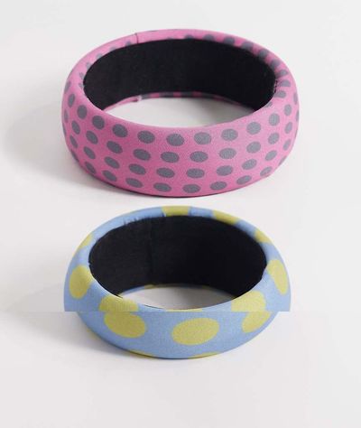 Reclaimed Vintage Reclaimed Vintage 2-pack fabric polka dot print bangles in multi