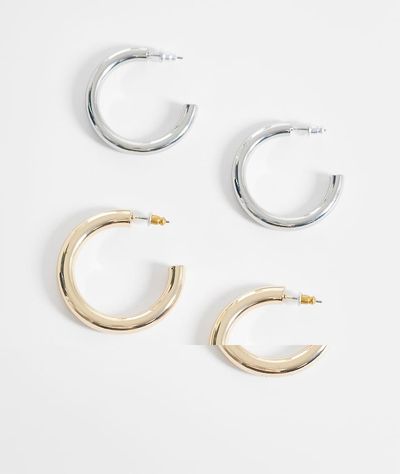 Reclaimed Vintage Reclaimed Vintage 2 pack hoops in mixed metals-Gold