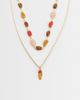 Reclaimed Vintage Reclaimed Vintage 2 row pendant necklaces with semi precious stones-Multi - 1