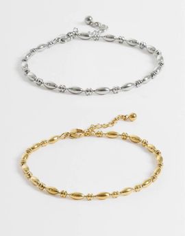 Reclaimed Vintage Reclaimed Vintage 2pk stainless waterproof bracelet pack in silver