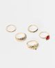 Reclaimed Vintage Reclaimed Vintage 5-pack layering dainty rings with faux stones in gold - 1