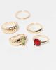 Reclaimed Vintage Reclaimed Vintage 5-pack layering dainty rings with faux stones in gold - 2