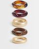 Reclaimed Vintage Reclaimed Vintage 5 pack of bangles in gold tone, amber effect and green-Multi - 1