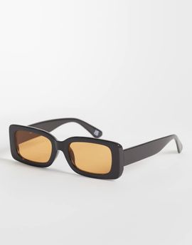 Reclaimed Vintage Reclaimed Vintage 90s slim square fashion sunglasses with amber lenses in dark brown