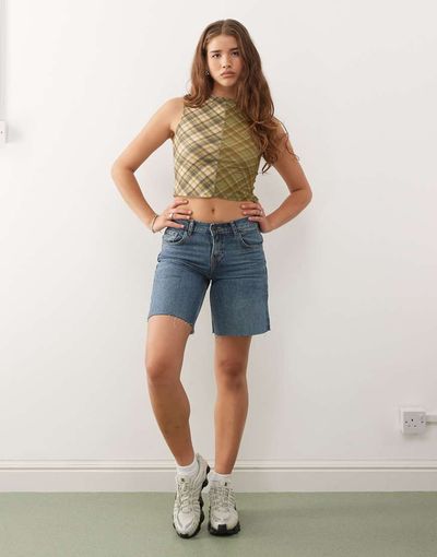 Reclaimed Vintage Reclaimed Vintage a line denim dad shorts in blue wash