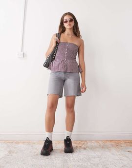 Reclaimed Vintage Reclaimed Vintage a line denim dad shorts in washed gray