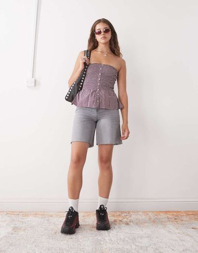 Reclaimed Vintage Reclaimed Vintage a line denim dad shorts in washed gray