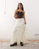 Reclaimed Vintage Reclaimed Vintage asymmetric hem midi skirt with lace trim in cream-White - 1
