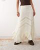 Reclaimed Vintage Reclaimed Vintage asymmetric hem midi skirt with lace trim in cream-White - 2