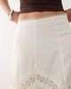 Reclaimed Vintage Reclaimed Vintage asymmetric hem midi skirt with lace trim in cream-White - 3