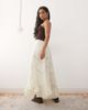 Reclaimed Vintage Reclaimed Vintage asymmetric hem midi skirt with lace trim in cream-White - 4