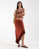 Reclaimed Vintage Reclaimed Vintage asymmetric hem midi skirt with tassels in rust red - 1