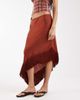 Reclaimed Vintage Reclaimed Vintage asymmetric hem midi skirt with tassels in rust red - 2