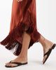 Reclaimed Vintage Reclaimed Vintage asymmetric hem midi skirt with tassels in rust red - 4