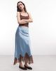 Reclaimed Vintage Reclaimed Vintage asymmetric skirt with lace in blue and brown lace - 1