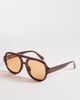 Reclaimed Vintage Reclaimed Vintage aviator light tint sunglasses with orange lens in chocolate brown - 1