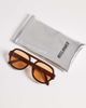 Reclaimed Vintage Reclaimed Vintage aviator light tint sunglasses with orange lens in chocolate brown - 3