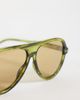 Reclaimed Vintage Reclaimed Vintage aviator sunglasses with green lens in olive - 2