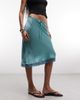 Reclaimed Vintage Reclaimed Vintage awkward length satin midi skirt with lace trim in turquoise-Blue - 2