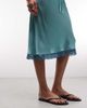 Reclaimed Vintage Reclaimed Vintage awkward length satin midi skirt with lace trim in turquoise-Blue - 4