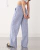 Reclaimed Vintage Reclaimed Vintage baggy tailored linen look pants in blue plaid-Green - 3