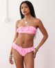 Reclaimed Vintage Reclaimed Vintage bandeau bikini top with ruffles and tie front in pink - 1