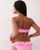 Reclaimed Vintage Reclaimed Vintage bandeau bikini top with ruffles and tie front in pink - 3