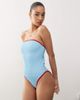 Reclaimed Vintage Reclaimed Vintage bandeau swimsuit with shirring in blue and contrast red trims - 2