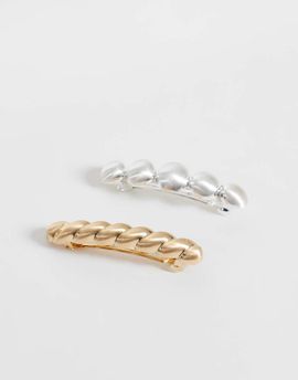 Reclaimed Vintage Reclaimed Vintage barrette clip 2 pack in mixed metals-Multi