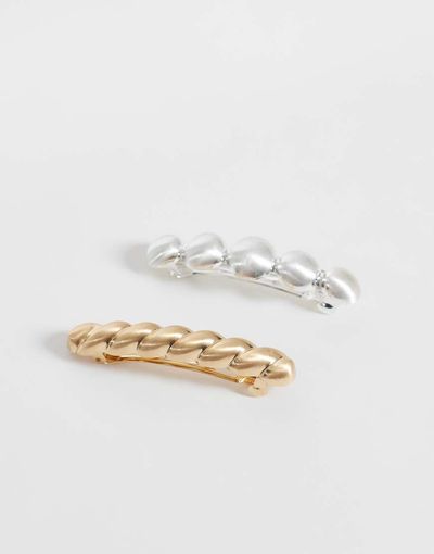 Reclaimed Vintage Reclaimed Vintage barrette clip 2 pack in mixed metals-Multi