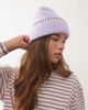 Reclaimed Vintage Reclaimed Vintage beanie with chocolate brown blanket stitch in lilac purple - 3