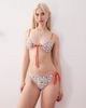 Reclaimed Vintage Reclaimed Vintage bikini top with skinny straps in vacation postcard print-Multi - 1